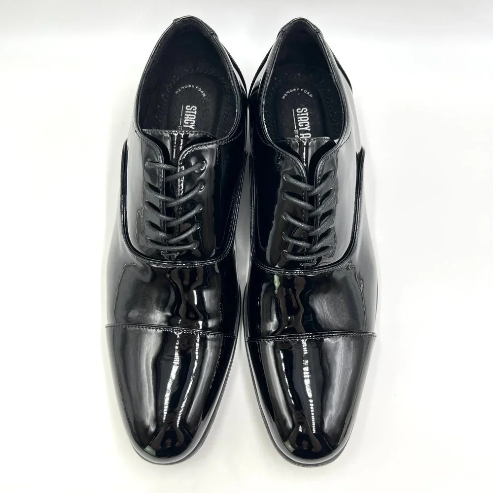 11W 11 WIDE Stacy Adams Mens Gala Black Patent Oxfords‎ Dress Shoes New